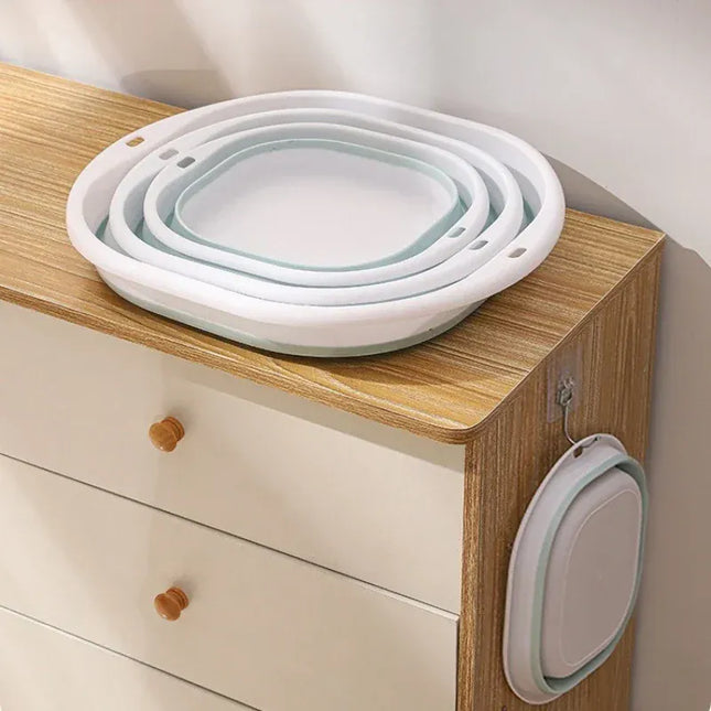 EcoWarra Folding Washbasin Silicone Portable Basin Foldable Bucket Camping Sink Bath Goods Dorm Room Essential Collapsible Laundry Bowl