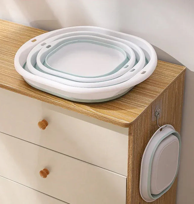 EcoWarra Folding Washbasin Silicone Portable Basin Foldable Bucket Camping Sink Bath Goods Dorm Room Essential Collapsible Laundry Bowl