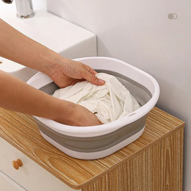 EcoWarra Folding Washbasin Silicone Portable Basin Foldable Bucket Camping Sink Bath Goods Dorm Room Essential Collapsible Laundry Bowl