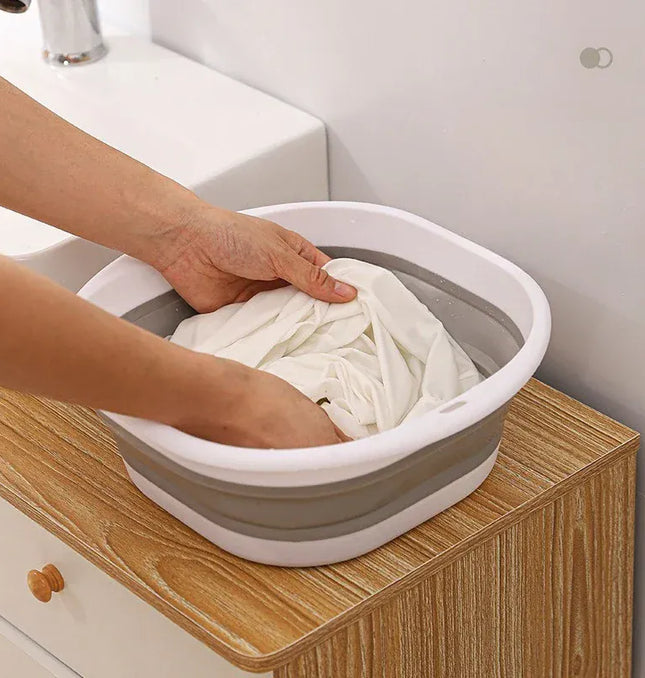 EcoWarra Folding Washbasin Silicone Portable Basin Foldable Bucket Camping Sink Bath Goods Dorm Room Essential Collapsible Laundry Bowl