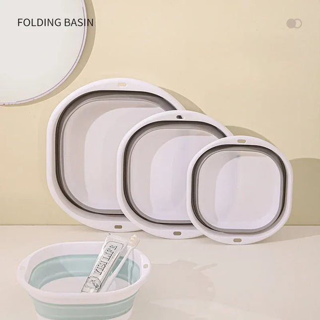 EcoWarra Folding Washbasin Silicone Portable Basin Foldable Bucket Camping Sink Bath Goods Dorm Room Essential Collapsible Laundry Bowl