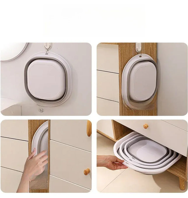 EcoWarra Folding Washbasin Silicone Portable Basin Foldable Bucket Camping Sink Bath Goods Dorm Room Essential Collapsible Laundry Bowl