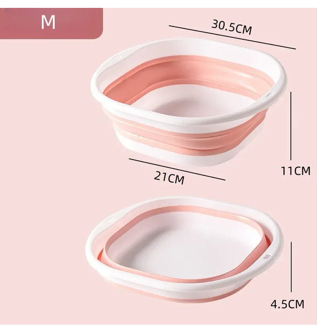 EcoWarra Folding Washbasin Silicone Portable Basin Foldable Bucket Camping Sink Bath Goods Dorm Room Essential Collapsible Laundry Bowl