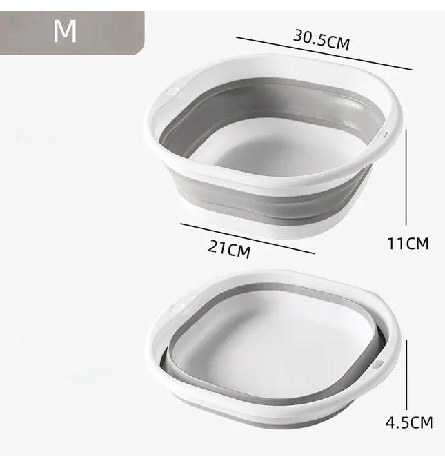EcoWarra Folding Washbasin Silicone Portable Basin Foldable Bucket Camping Sink Bath Goods Dorm Room Essential Collapsible Laundry Bowl