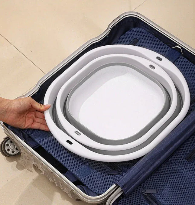 EcoWarra Folding Washbasin Silicone Portable Basin Foldable Bucket Camping Sink Bath Goods Dorm Room Essential Collapsible Laundry Bowl