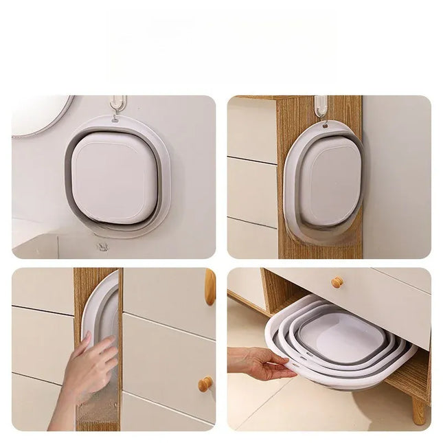 EcoWarra Folding Washbasin Silicone Portable Basin Foldable Bucket Camping Sink Bath Goods Dorm Room Essential Collapsible Laundry Bowl