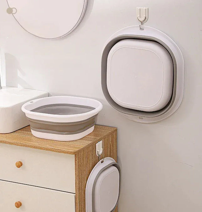 EcoWarra Folding Washbasin Silicone Portable Basin Foldable Bucket Camping Sink Bath Goods Dorm Room Essential Collapsible Laundry Bowl