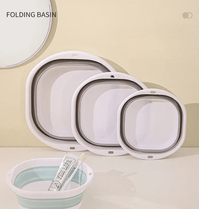 EcoWarra Folding Washbasin Silicone Portable Basin Foldable Bucket Camping Sink Bath Goods Dorm Room Essential Collapsible Laundry Bowl