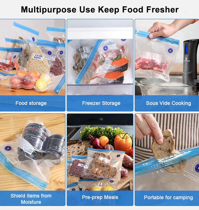 EcoWarra Food Vacuum Bags Reusable Vacuum Bags Small Large Size Vacuum Sealed Food Bags Food Storage Bag 10Pcs Vacuum Packaging Bags
