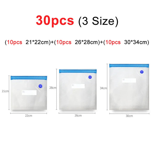 EcoWarra Food Vacuum Bags Reusable Vacuum Bags Small Large Size Vacuum Sealed Food Bags Food Storage Bag 10Pcs Vacuum Packaging Bags