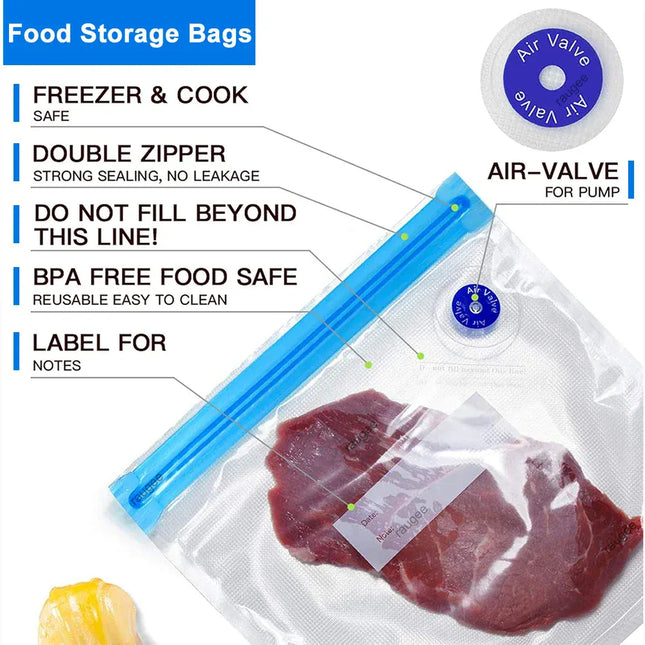 EcoWarra Food Vacuum Bags Reusable Vacuum Bags Small Large Size Vacuum Sealed Food Bags Food Storage Bag 10Pcs Vacuum Packaging Bags
