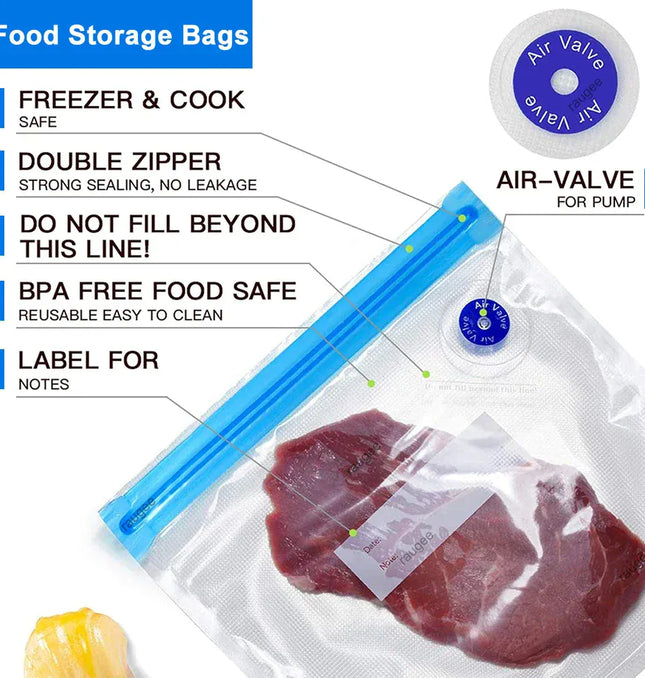 EcoWarra Food Vacuum Bags Reusable Vacuum Bags Small Large Size Vacuum Sealed Food Bags Food Storage Bag 10Pcs Vacuum Packaging Bags
