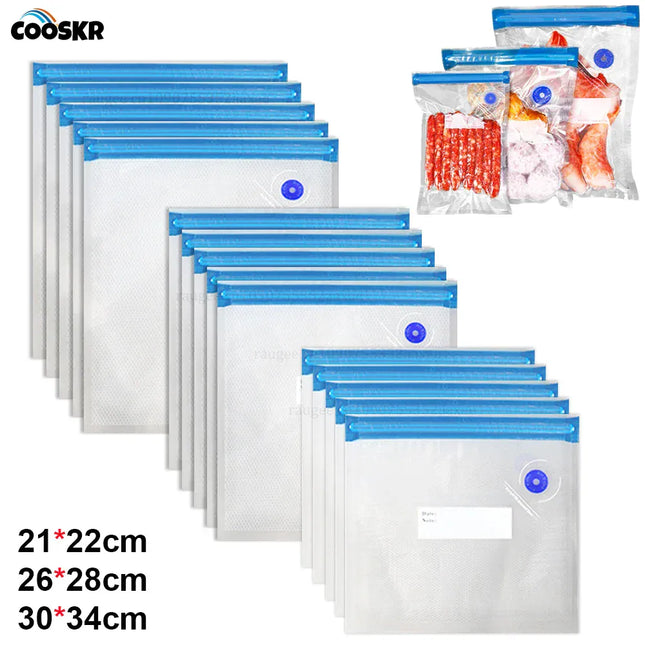 EcoWarra Food Vacuum Bags Reusable Vacuum Bags Small Large Size Vacuum Sealed Food Bags Food Storage Bag 10Pcs Vacuum Packaging Bags