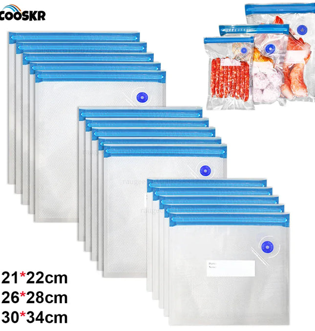 EcoWarra Food Vacuum Bags Reusable Vacuum Bags Small Large Size Vacuum Sealed Food Bags Food Storage Bag 10Pcs Vacuum Packaging Bags