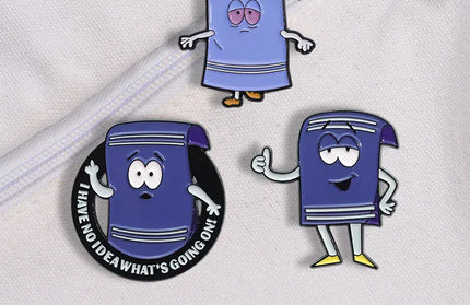 EcoWarra Funny Comedy Anime Towel Toweliie Brooch Enamel Pins I Have No Idea What's Going On Brooches Backpack Lapel Badge Jewelry Gift