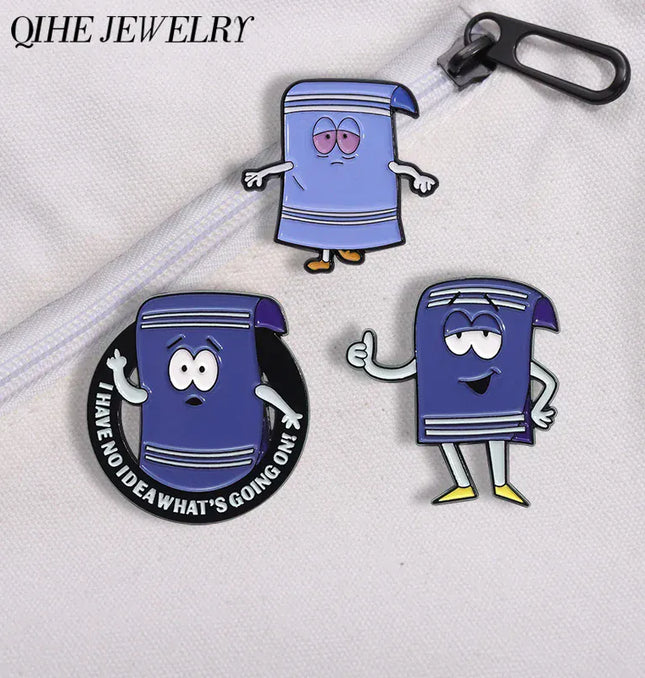 EcoWarra Funny Comedy Anime Towel Toweliie Brooch Enamel Pins I Have No Idea What's Going On Brooches Backpack Lapel Badge Jewelry Gift