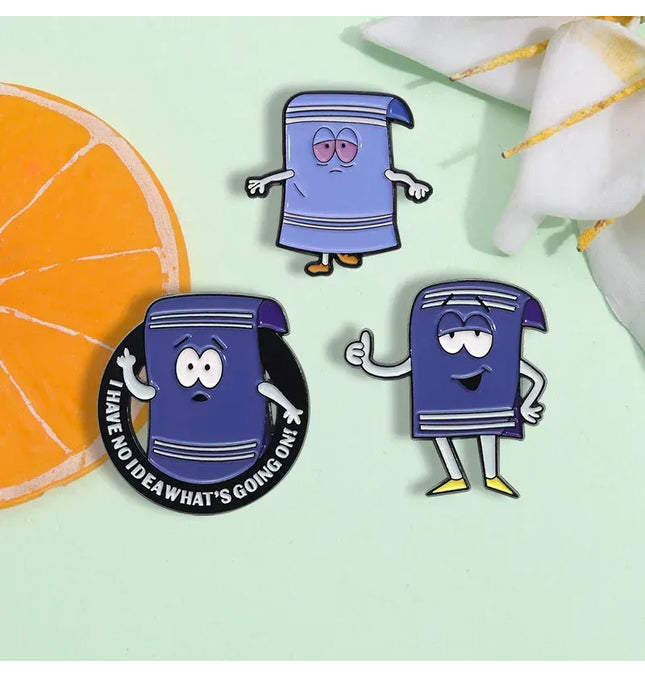 EcoWarra Funny Comedy Anime Towel Toweliie Brooch Enamel Pins I Have No Idea What's Going On Brooches Backpack Lapel Badge Jewelry Gift