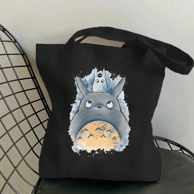 EcoWarra Funny Totoro Fashion Printed Women's Eco Shopping Bag Harajuku Style Student Handbag Storage Bag Travel Student Backpack Gift