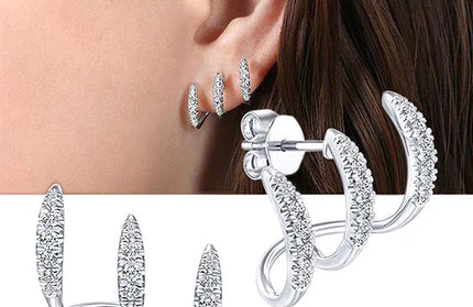 EcoWarra G0312-1 Exquisite Silver Color Claws Stud Earrings with Crystal AAA CZ Stone Modern Design Fashion Versatile Accessories Women Jewelry