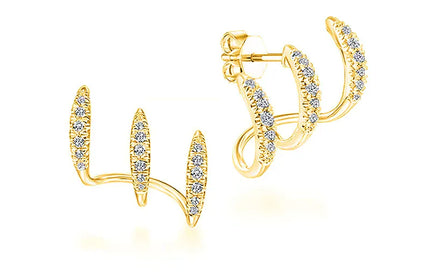 EcoWarra G0312-2 Exquisite Silver Color Claws Stud Earrings with Crystal AAA CZ Stone Modern Design Fashion Versatile Accessories Women Jewelry