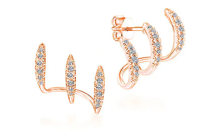 EcoWarra G0312-3 Exquisite Silver Color Claws Stud Earrings with Crystal AAA CZ Stone Modern Design Fashion Versatile Accessories Women Jewelry