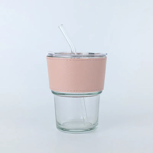 EcoWarra Glass Sipper Cups Reusable Spill-Proof Drinking Cups with Lid Straw for Birthday Party Travel Xmas Juice Mug Water Bottle Cups