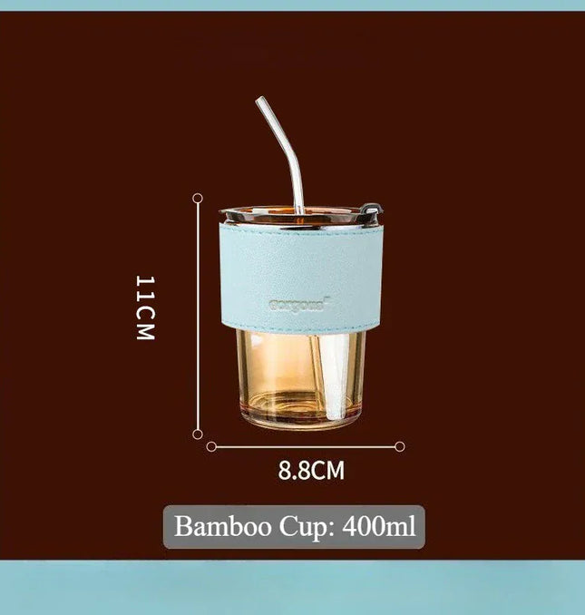 EcoWarra Glass Sipper Cups Reusable Spill-Proof Drinking Cups with Lid Straw for Birthday Party Travel Xmas Juice Mug Water Bottle Cups