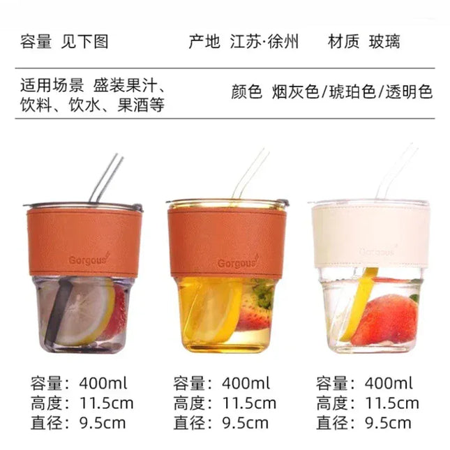 EcoWarra Glass Sipper Cups Reusable Spill-Proof Drinking Cups with Lid Straw for Birthday Party Travel Xmas Juice Mug Water Bottle Cups
