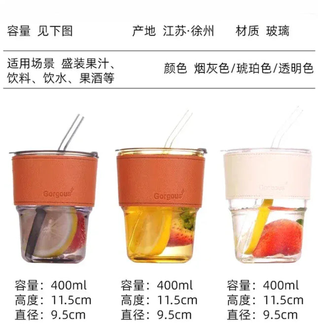 EcoWarra Glass Sipper Cups Reusable Spill-Proof Drinking Cups with Lid Straw for Birthday Party Travel Xmas Juice Mug Water Bottle Cups