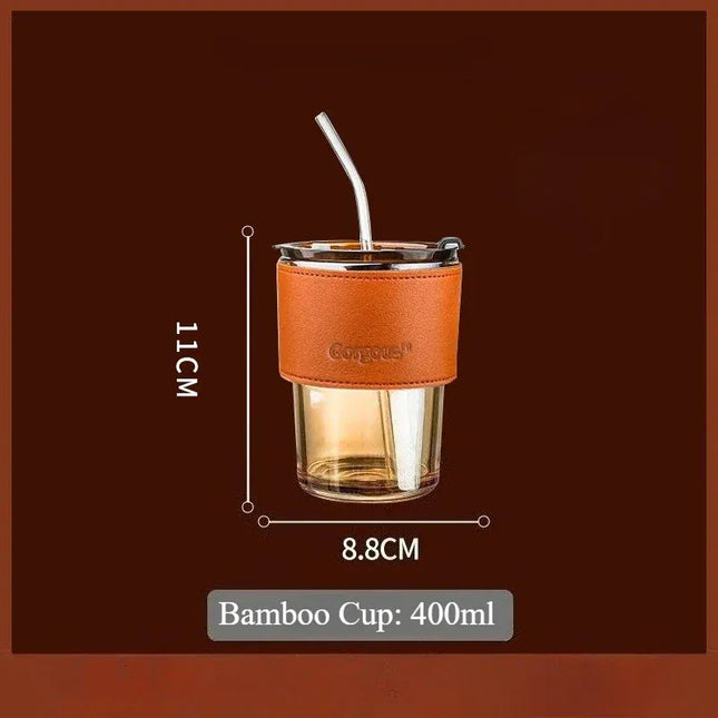 EcoWarra Glass Sipper Cups Reusable Spill-Proof Drinking Cups with Lid Straw for Birthday Party Travel Xmas Juice Mug Water Bottle Cups