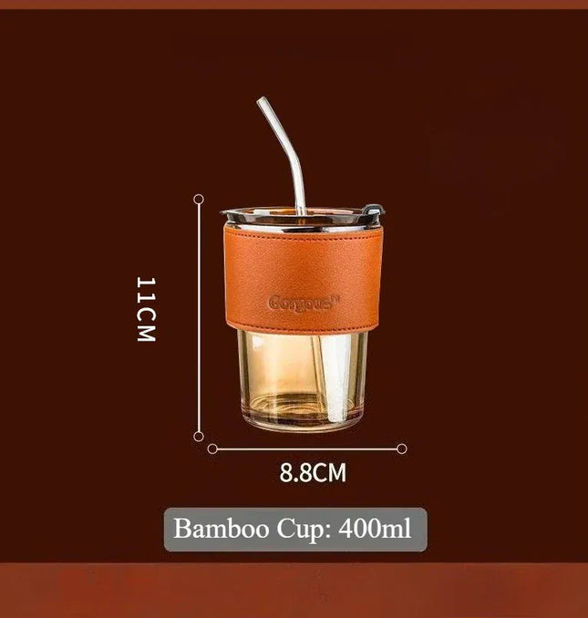 EcoWarra Glass Sipper Cups Reusable Spill-Proof Drinking Cups with Lid Straw for Birthday Party Travel Xmas Juice Mug Water Bottle Cups