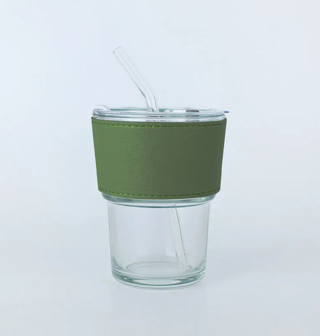 EcoWarra Glass Sipper Cups Reusable Spill-Proof Drinking Cups with Lid Straw for Birthday Party Travel Xmas Juice Mug Water Bottle Cups
