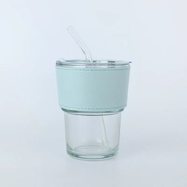 EcoWarra Glass Sipper Cups Reusable Spill-Proof Drinking Cups with Lid Straw for Birthday Party Travel Xmas Juice Mug Water Bottle Cups