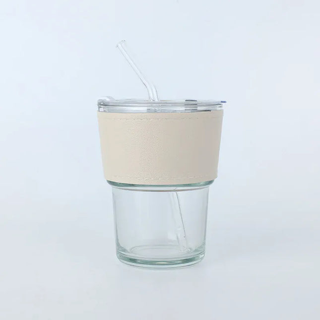 EcoWarra Glass Sipper Cups Reusable Spill-Proof Drinking Cups with Lid Straw for Birthday Party Travel Xmas Juice Mug Water Bottle Cups