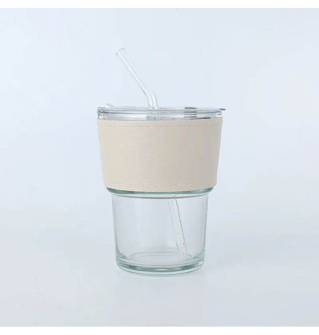 EcoWarra Glass Sipper Cups Reusable Spill-Proof Drinking Cups with Lid Straw for Birthday Party Travel Xmas Juice Mug Water Bottle Cups