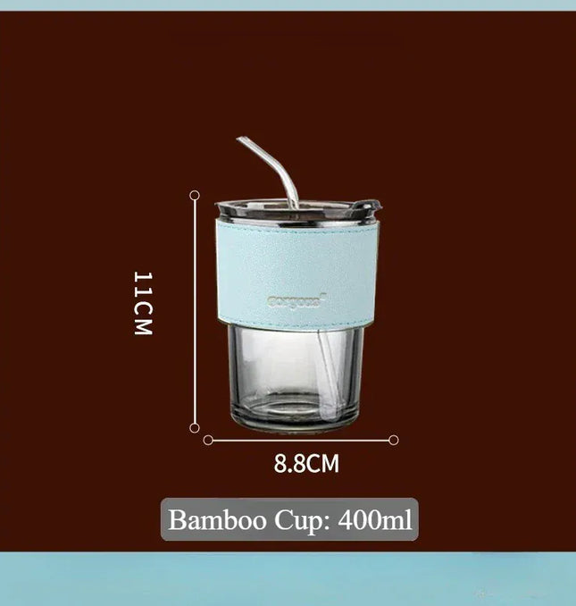 EcoWarra Glass Sipper Cups Reusable Spill-Proof Drinking Cups with Lid Straw for Birthday Party Travel Xmas Juice Mug Water Bottle Cups