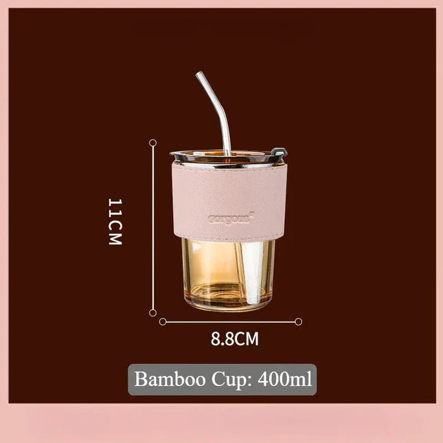 EcoWarra Glass Sipper Cups Reusable Spill-Proof Drinking Cups with Lid Straw for Birthday Party Travel Xmas Juice Mug Water Bottle Cups