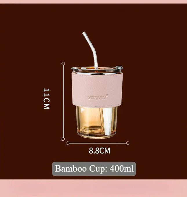 EcoWarra Glass Sipper Cups Reusable Spill-Proof Drinking Cups with Lid Straw for Birthday Party Travel Xmas Juice Mug Water Bottle Cups