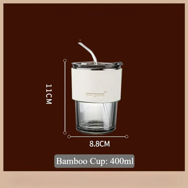 EcoWarra Glass Sipper Cups Reusable Spill-Proof Drinking Cups with Lid Straw for Birthday Party Travel Xmas Juice Mug Water Bottle Cups