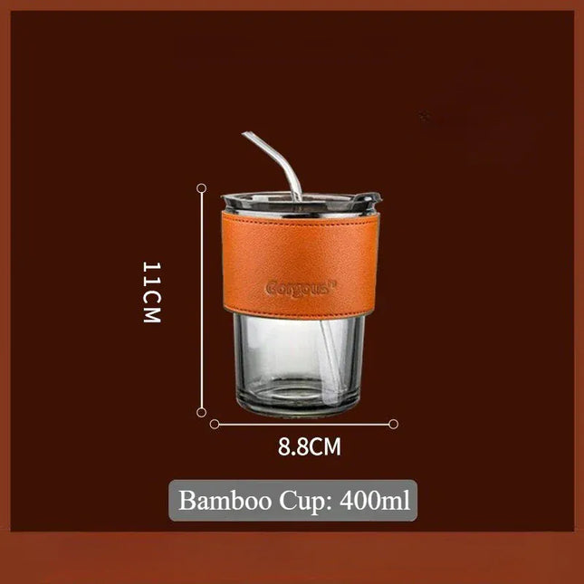 EcoWarra Glass Sipper Cups Reusable Spill-Proof Drinking Cups with Lid Straw for Birthday Party Travel Xmas Juice Mug Water Bottle Cups