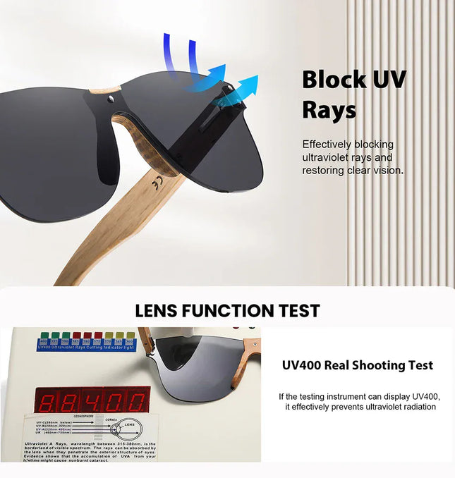 EcoWarra GM eco-friendly retro Oak sunglasses UV400 Wooden sunglasses for men and women universal fashion anti-blue lens 8031