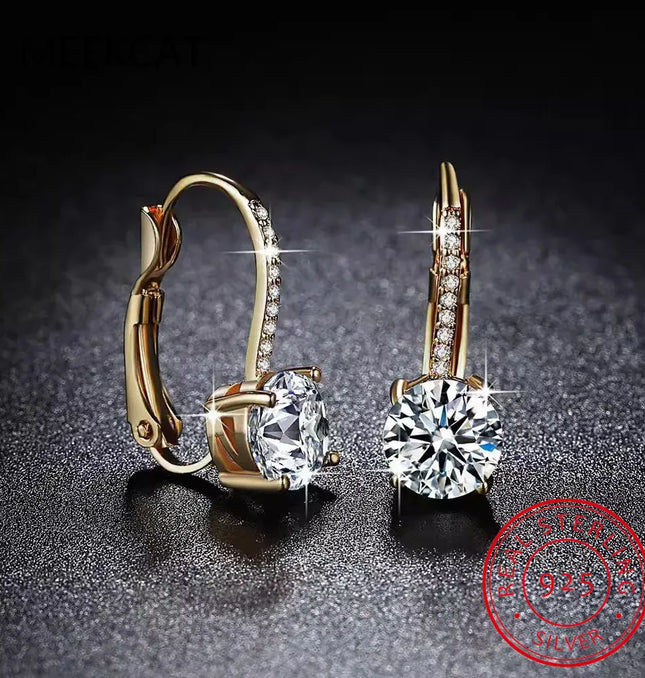 EcoWarra Gold 18K Gold 2-Carat Moissanite Hoop Earrings – 8mm Lab Diamond Huggies in 925 Sterling Silver
