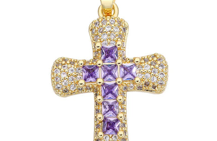 EcoWarra Gold-as picture Christian Cross Charms Jesus Talisman Natural Stone Zirconia Pendant For DIY Women Necklaces Luxury Jewelry Making Accessories