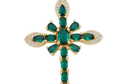 EcoWarra Gold-as picture Christian Cross Charms Jesus Talisman Natural Stone Zirconia Pendant For DIY Women Necklaces Luxury Jewelry Making Accessories