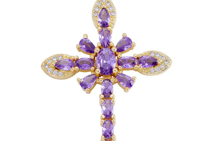 EcoWarra Gold-as picture Christian Cross Charms Jesus Talisman Natural Stone Zirconia Pendant For DIY Women Necklaces Luxury Jewelry Making Accessories