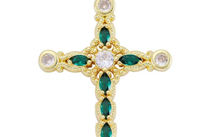 EcoWarra Gold-as picture Christian Cross Charms Jesus Talisman Natural Stone Zirconia Pendant For DIY Women Necklaces Luxury Jewelry Making Accessories