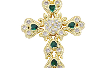 EcoWarra Gold-as picture Christian Cross Charms Jesus Talisman Natural Stone Zirconia Pendant For DIY Women Necklaces Luxury Jewelry Making Accessories