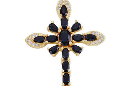 EcoWarra Gold-as picture Christian Cross Charms Jesus Talisman Natural Stone Zirconia Pendant For DIY Women Necklaces Luxury Jewelry Making Accessories