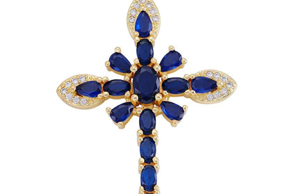 EcoWarra Gold-as picture Christian Cross Charms Jesus Talisman Natural Stone Zirconia Pendant For DIY Women Necklaces Luxury Jewelry Making Accessories