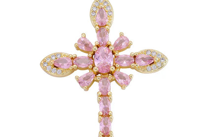 EcoWarra Gold-as picture Christian Cross Charms Jesus Talisman Natural Stone Zirconia Pendant For DIY Women Necklaces Luxury Jewelry Making Accessories